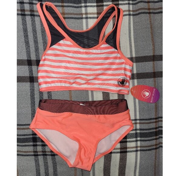 Girl Swimsuit, Two Piece Bathing Suit, Orange, Body Glove - Picture 2 of 3